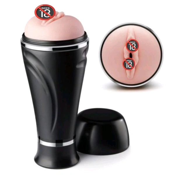 Flashlight Beautiful Ultra Realistic Pocket Pu*sy - Black, Men, ABS+ Silicone