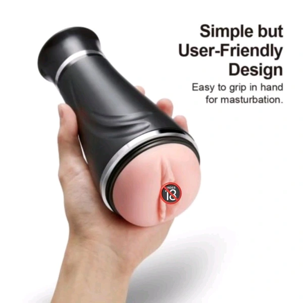 Flashlight Beautiful Ultra Realistic Pocket Pu*sy - Black, Men, ABS+ Silicone
