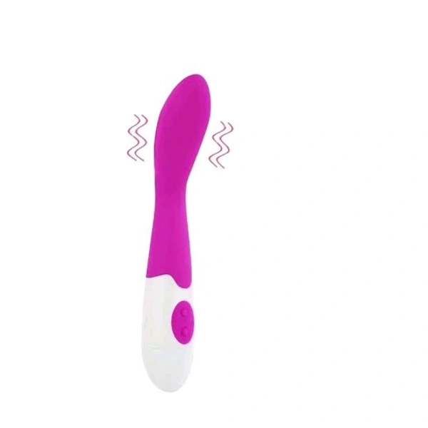 Joy Pink and White 7 Speed Vibrator - Hot Pink, Silicone, 6 Inch