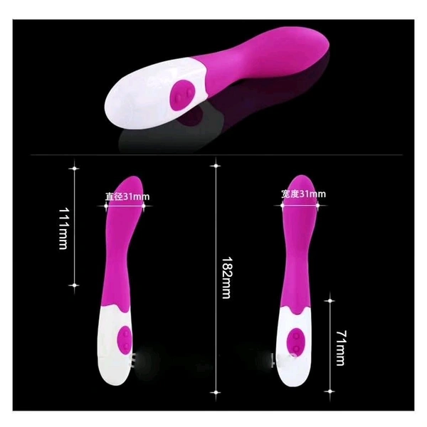 Joy Pink and White 7 Speed Vibrator - Hot Pink, Silicone, 6 Inch