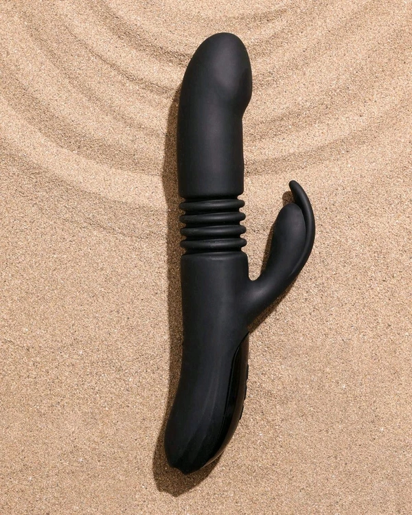 Sangya Premium vibrating thruster with heating options - Black, Silicone, 7 Inch