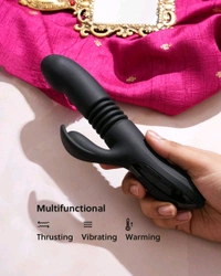 Sangya Premium vibrating thruster with heating options - Black, Silicone, 7 Inch
