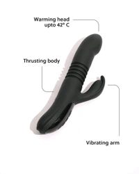 Sangya Premium vibrating thruster with heating options - Black, Silicone, 7 Inch