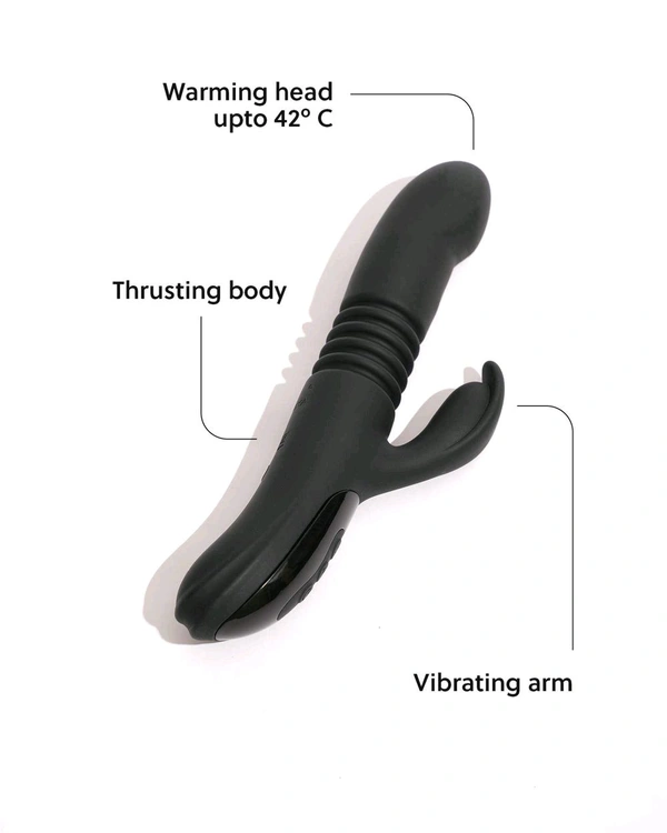 Sangya Premium vibrating thruster with heating options - Black, Silicone, 7 Inch