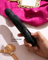 Sangya Premium vibrating thruster with heating options - Black, Silicone, 7 Inch