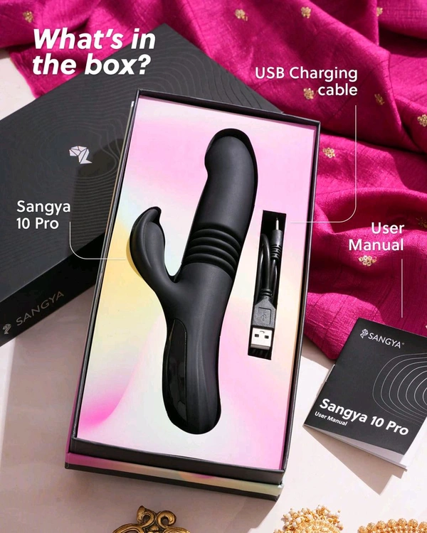 Sangya Premium vibrating thruster with heating options - Black, Silicone, 7 Inch