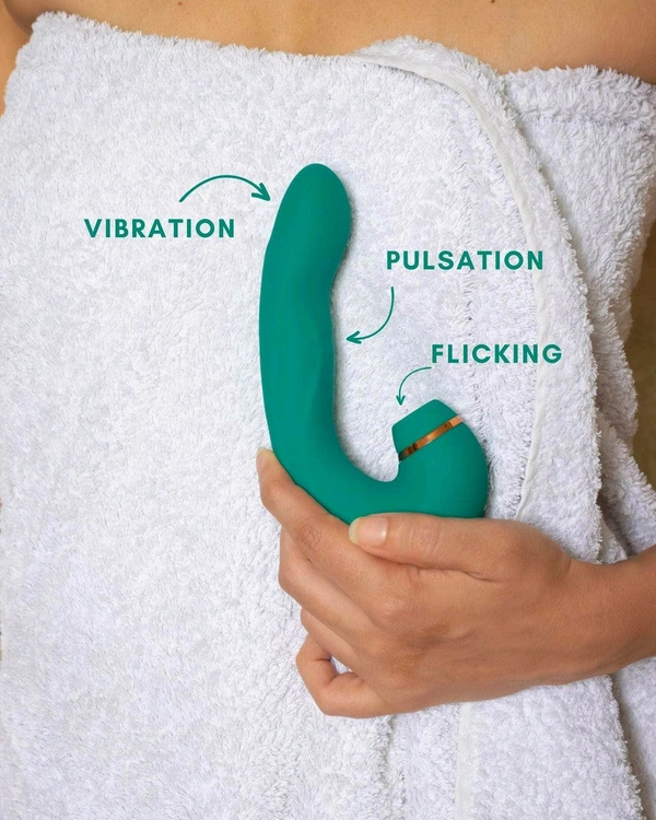 Advanced Flicking Massager with multiple functions - Silicone, Eastern Blue, 6.5 Inch