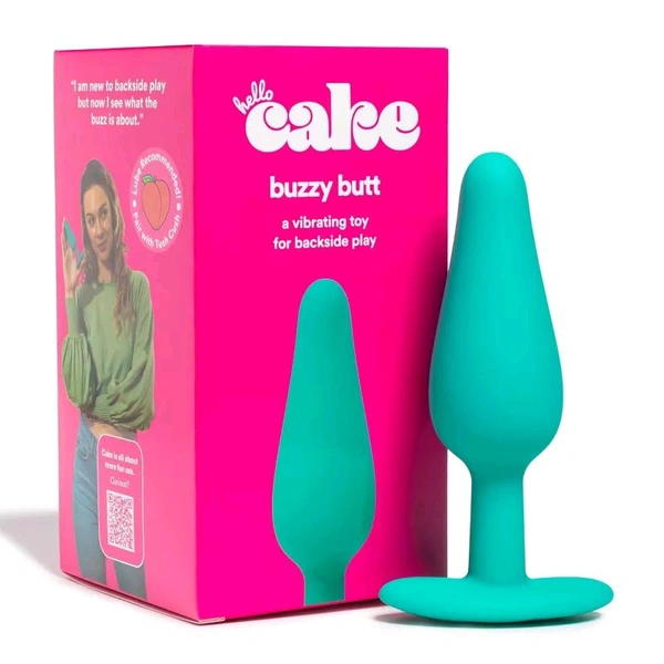 hello Cake Buzzy Butt Vibrating Butt Plug - Eastern Blue, Premium Silicone, Men and Women