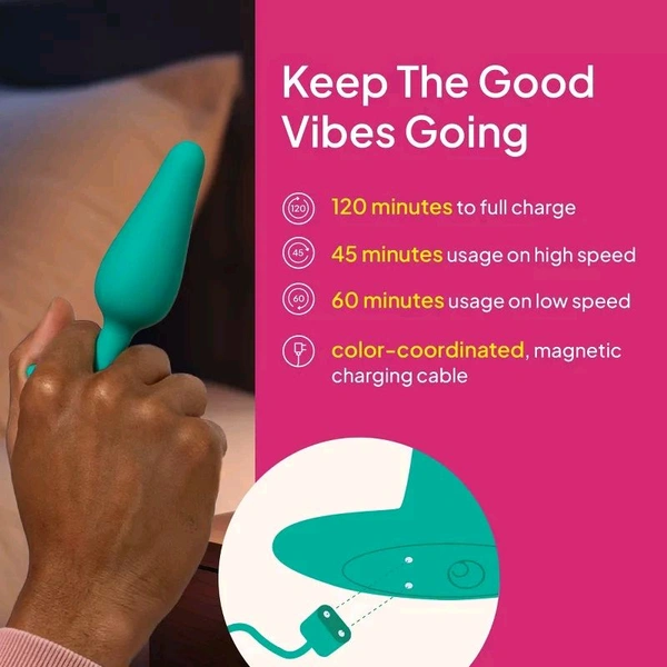 hello Cake Buzzy Butt Vibrating Butt Plug - Eastern Blue, Premium Silicone, Men and Women