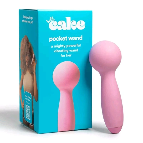 hello Cake Pocket Wand Mini Travel Vibrator - Pink Lace, Women, Smooth Silicone