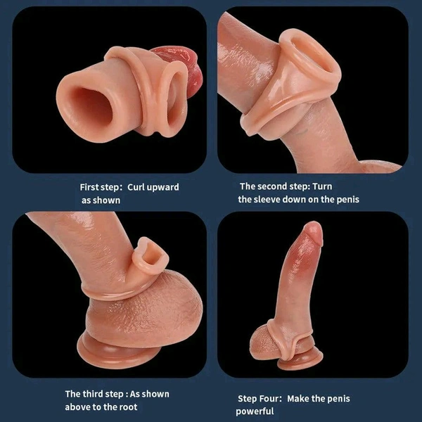 Realistic Silicone Penis Extender Sleeve - Men, Silicone, 6.5 Inch