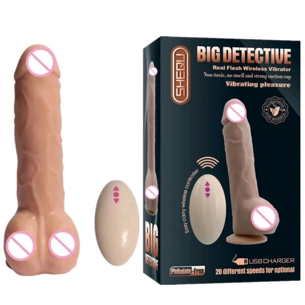Big Detective Wireless Rotating Dildo – 20 Speeds - Cameo, Soft Silicone, 6.5 Inches