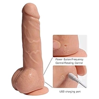 Big Detective Wireless Rotating Dildo – 20 Speeds - Cameo, Soft Silicone, 6.5 Inches