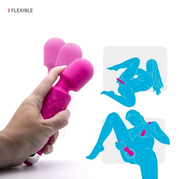 Mini Wand Vibrator 20 Speeds - Red, Silicone