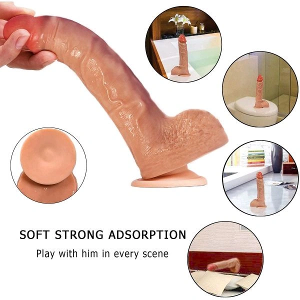 New Arrivals 360 Rotating Remote Control Wireless Realistic Dildo - Tan, Soft High Grade Silicone, 9 Inches