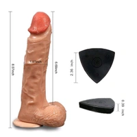 New Arrivals 360 Rotating Remote Control Wireless Realistic Dildo - Tan, Soft High Grade Silicone, 9 Inches
