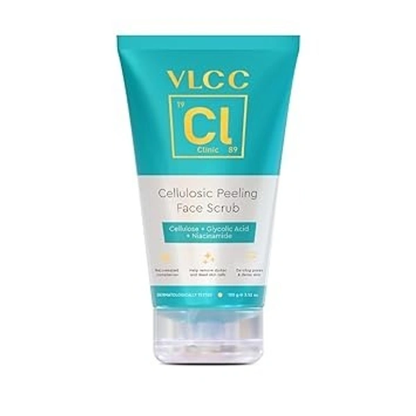 VLCC Clinic Cellulosic Peeling Face Scrub - 100g | Skin Smoothening Peeling Scrub | Weekly Exfoliation | Removes Dead Skin Cells and Excess Oil | Soft, Smooth & Clear Skin |