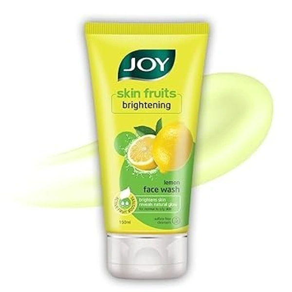 Joy Skin Fruits Lemon Brightening Face Wash 150ml | with Vitamin C for Glowing Skin | Reduces Dark Spots, Removes Excess Oil & Dirt | For Normal to Oily Skin