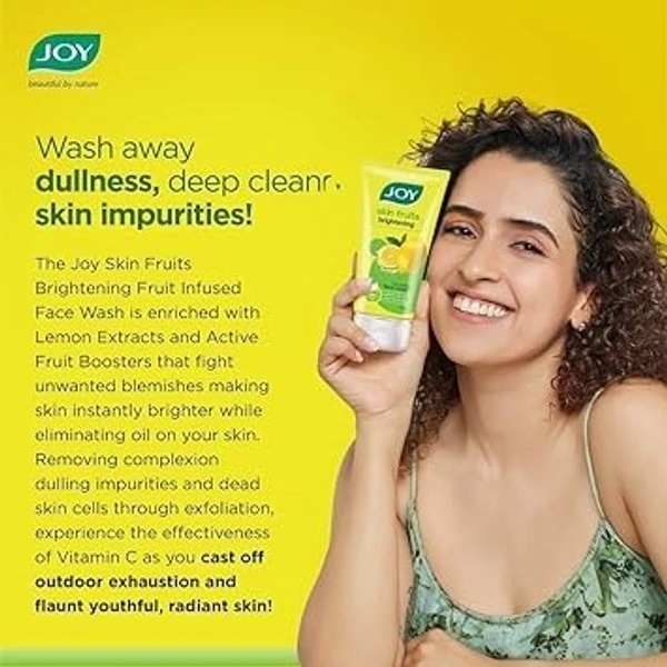 Joy Skin Fruits Lemon Brightening Face Wash 150ml | with Vitamin C for Glowing Skin | Reduces Dark Spots, Removes Excess Oil & Dirt | For Normal to Oily Skin
