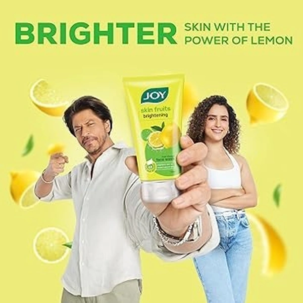 Joy Skin Fruits Lemon Brightening Face Wash 150ml | with Vitamin C for Glowing Skin | Reduces Dark Spots, Removes Excess Oil & Dirt | For Normal to Oily Skin