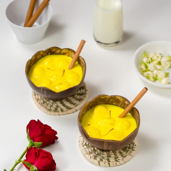 Floral Coconut Shell Bowl with Spoon | Handmade | 100% ecofriendly & Sustainable | 200-250 ml | Set of 2