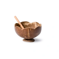 Floral Coconut Shell Bowl with Spoon | Handmade | 100% ecofriendly & Sustainable | 200-250 ml | Set of 2