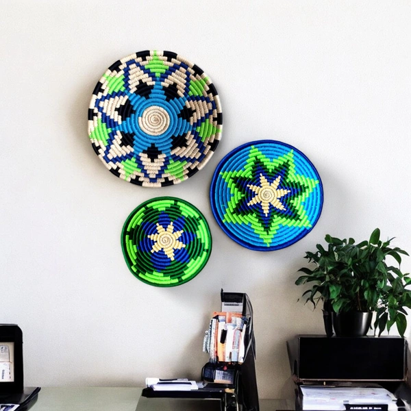 Artisan Craftsmanship: Sabai Wicker Wall Basket - Stylish Utility | Set of 3 (8" 10" 12")