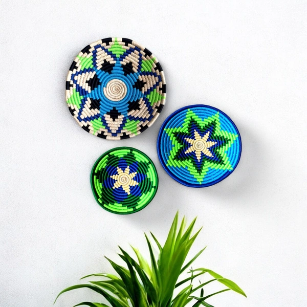 Artisan Craftsmanship: Sabai Wicker Wall Basket - Stylish Utility | Set of 3 (8" 10" 12")