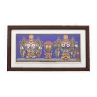 Elegant Pattachitra Painting of Lord Jagannath, Balabhadra, and Subhadra on Tussar Silk (Nagarjuna Besha) 13 X 7 Inches - 0.5 in, 12 in, 7 in