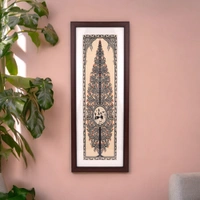 Elegant Tree of Life Pattachitra Painting on Tussar Silk - 0.5 in, 8 in, 22 in
