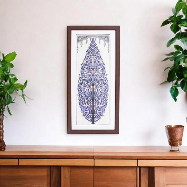 Exquisite Pattachitra Tree of Life on Tussar Silk | Handprinted Painting - 0.5 in, 9 in, 19 in