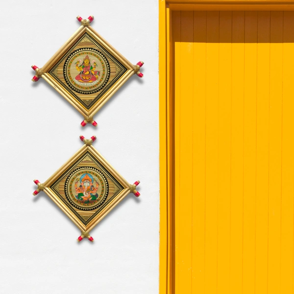 Goddess Laxmi and Lord Ganesh: Symbols of Prosperity and Wisdom - 0.5 in, 5 in, 5 in