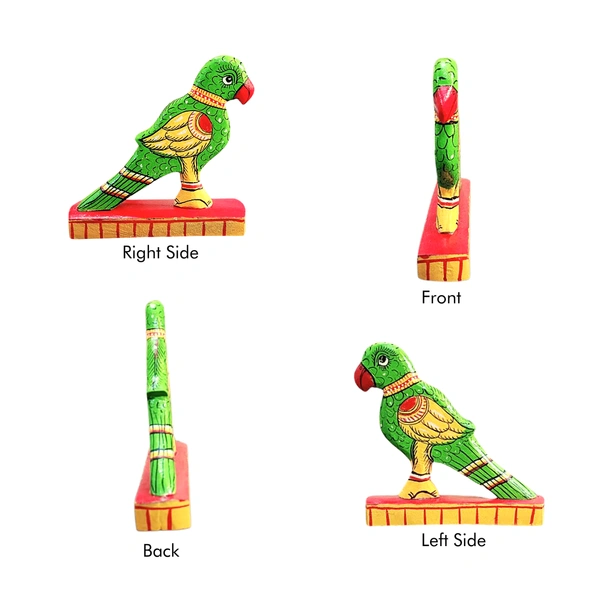 Hand Carved Wooden Parrot | Parrot Showpiece | Quirky Home Decor | Ecofriendly & Sustainable decor - 6 in, 1.5 in, 5 in