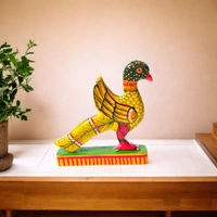 Hand Carved Wooden Yellow Bird | Quirky Home Decor | Ecofriendly & Sustainable decor - 6 in, 1.5 in, 5 in