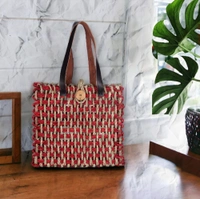 Handcrafted Sabai Grass Bag - Eco-Friendly Chic - 12 in, 4 in, 12 in