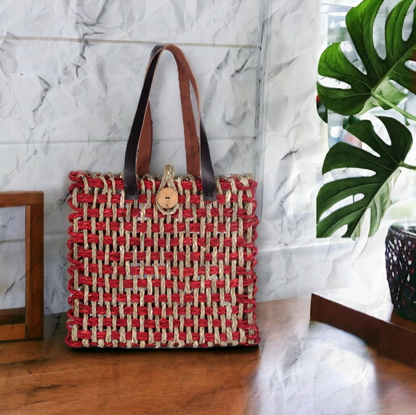 Handcrafted Sabai Grass Bag - Eco-Friendly Chic - 12 in, 4 in, 12 in