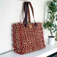 Handcrafted Sabai Grass Bag - Eco-Friendly Chic - 12 in, 4 in, 12 in