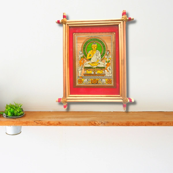 Handprinted Palm Leaf Buddha Painting Frame - 0.5 in, 6 in, 9 in