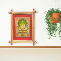 Handprinted Palm Leaf Buddha Painting Frame - 0.5 in, 6 in, 9 in