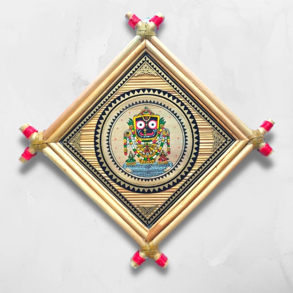 Handprinted Palm Leaf Painting of Lord Jagannath - 0.5 in, 5 in, 5 in