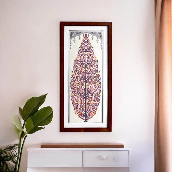 Hand-Printed Pattachitra Tree of Life Tussar Silk Wall Art