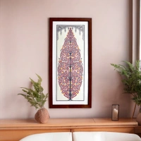 Hand-Printed Pattachitra Tree of Life Tussar Silk Wall Art - 0.5 in, 9 in, 19 in