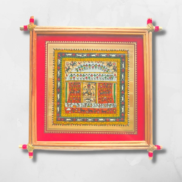 Handprinted Saura Tribal Art Frame - 0.5 in, 10 in, 10 in