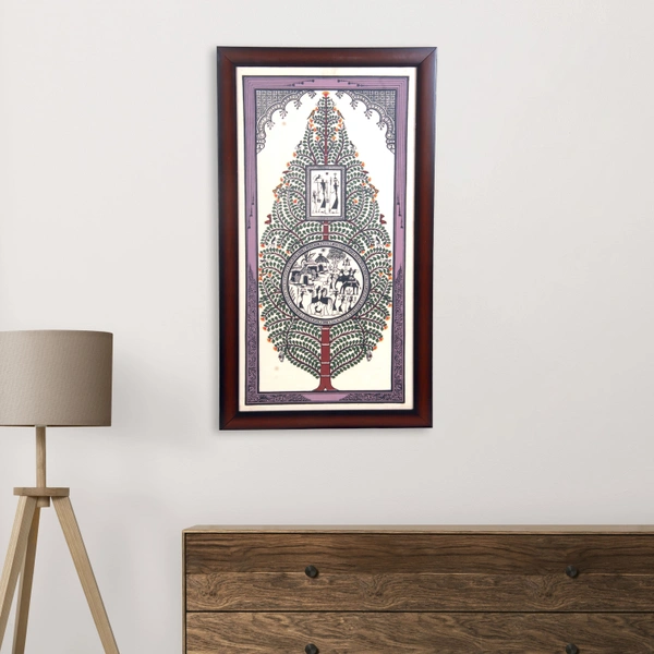 Hand-Printed Tree of Life & Saura Tribal Art - 0.5 in, 8 in, 17 in