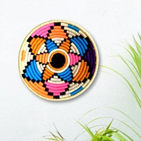 Multi Colour Sabai Grass Wall Basket | Bohemien decor | Ecofriendly & Sustainable | 10 inches - 1 in, 10 in, 10 in