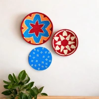 Natural Sophistication Sabai Hanging Basket Bohemian Wall Art | Set of 3 (8" 10" 12")