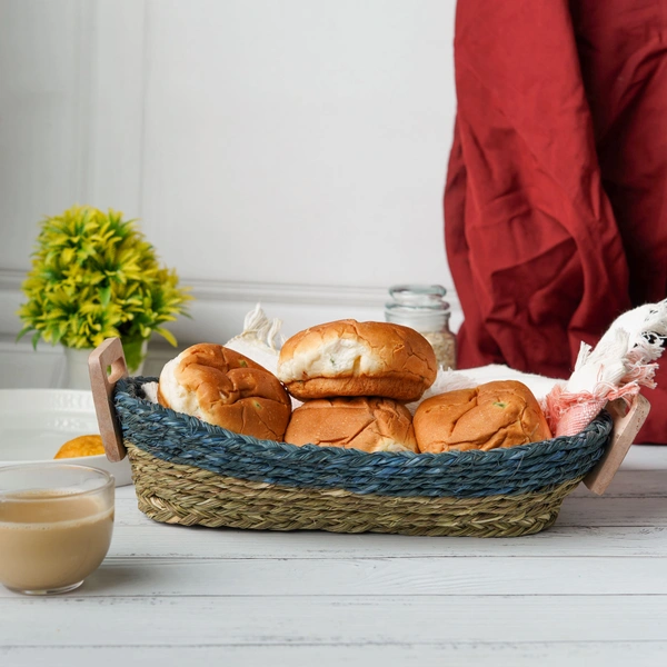 Organic Handmade Sabai Grass Bread Basket - 3 in, 3 in, 14 in