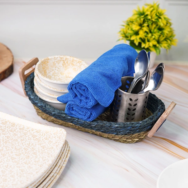 Organic Handmade Sabai Grass Bread Basket - 3 in, 3 in, 14 in