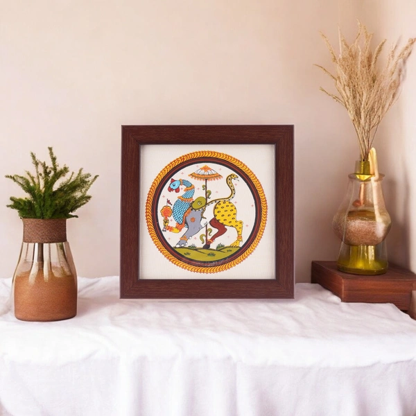 Traditional Pattachitra Nabagunjara Painting - Lord Vishnu�s Unique Form - 0.5 in, 5 in, 5 in