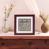 Traditional Saura Tribal Tabletop Painting on Tussar Silk | 6.5 X 6.5 inches - 0.5 in, 6.5 in, 6.5 in